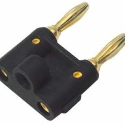 ADAPTADOR 2 JACKS A 2 PLUGS BANANA ORO/NEGRO