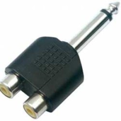 ADAPTADOR 2 JACKS RCA A 1 PLUG 6,3 MONO