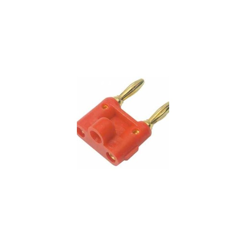 ADAPTADOR 2JACKS A 2PLUGS BANANA DE ORO/ROJO